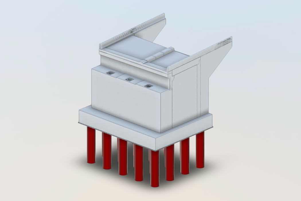 一般国道5号 仁木町 古別川橋橋台工事 躯体の3Dモデル