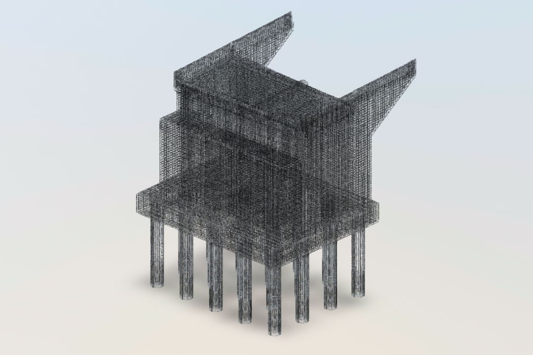 一般国道5号 仁木町 古別川橋橋台工事 鉄筋の3Dモデル